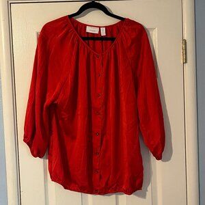 Chico's Red Lightweight Buttoned Blouse